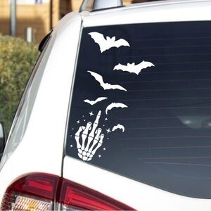 Skeleton Hand and Bats Car Decal
